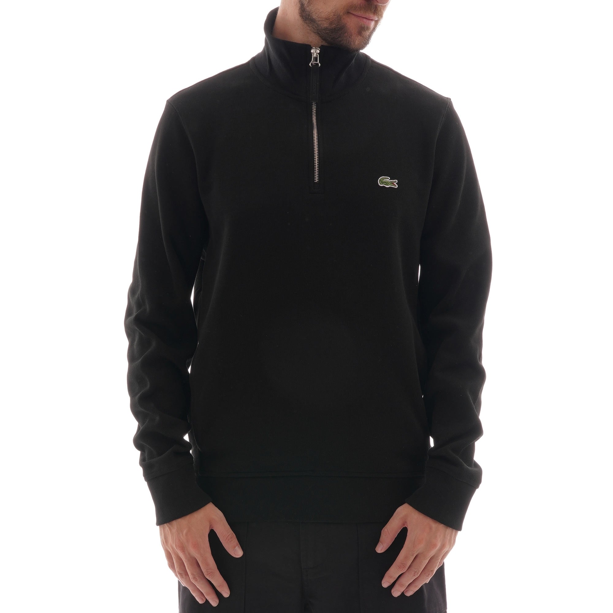 Lacoste Logo Half Zip Sweatshirt - Black