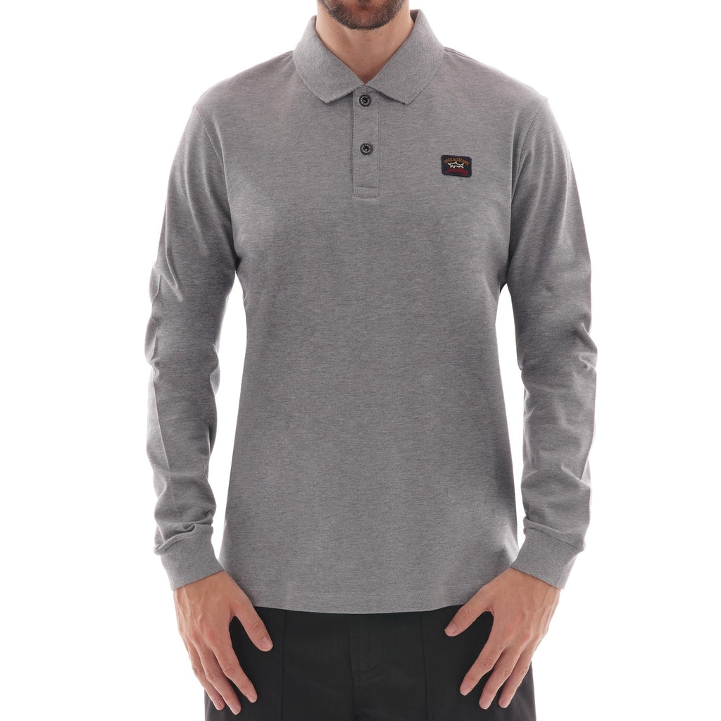 Paul and Shark Patch Long Sleeve Polo - Grey