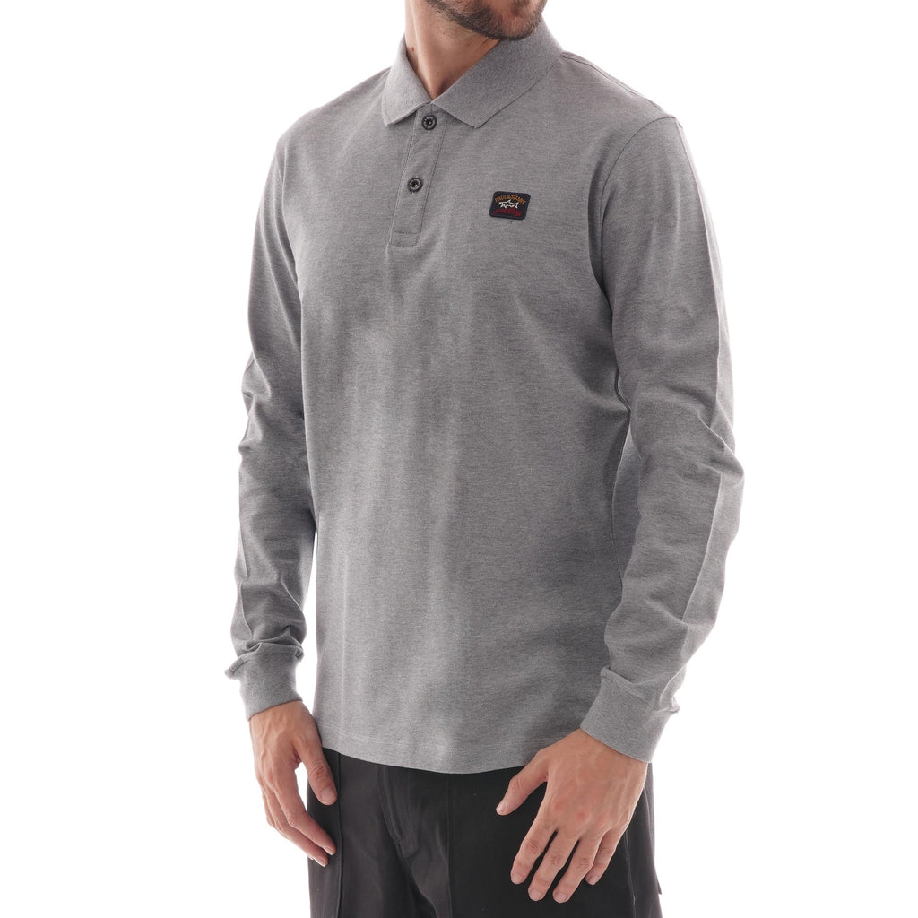 Paul and Shark Patch Long Sleeve Polo - Grey