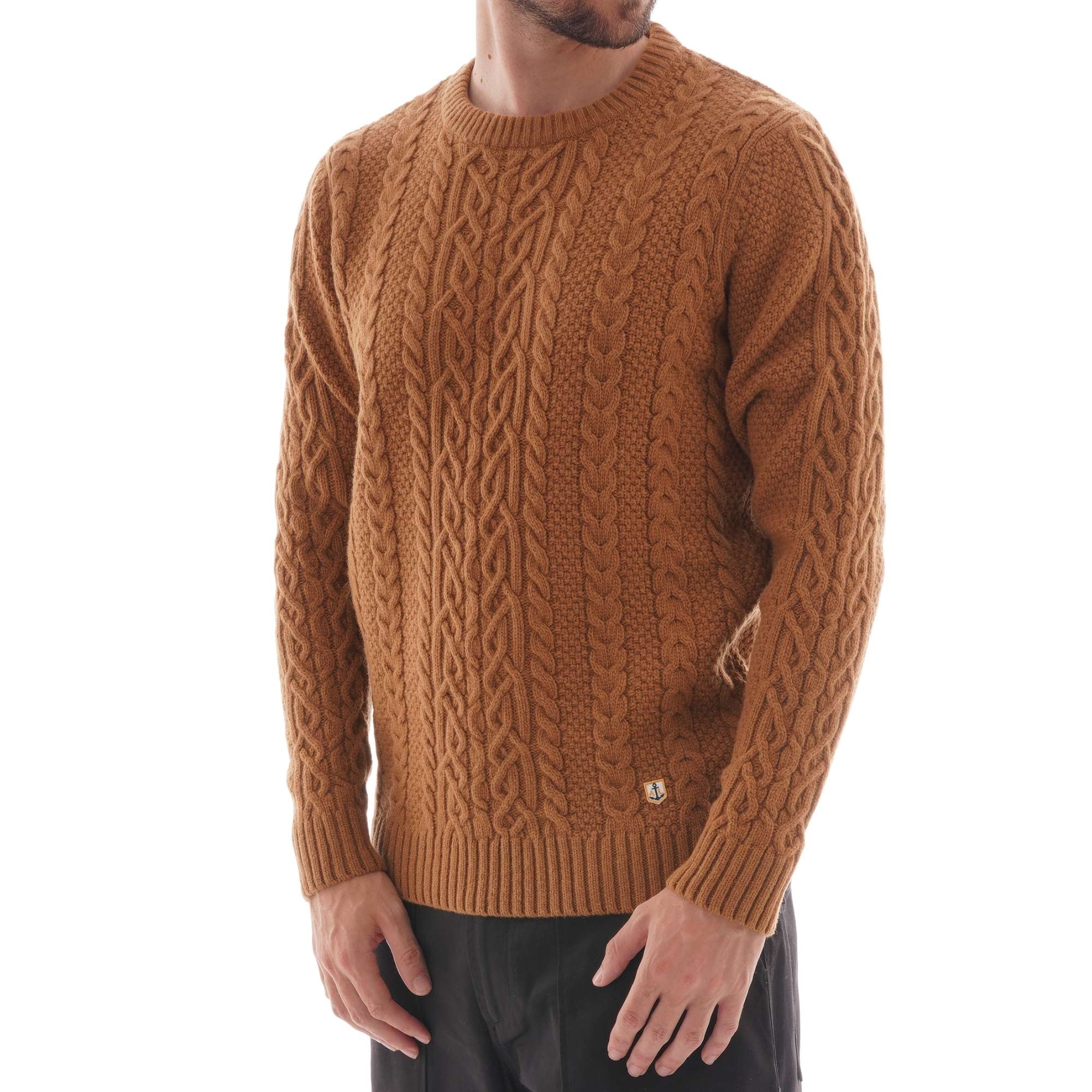 Armor Lux Pull Irlandias Cable Knit Jumper - Brown