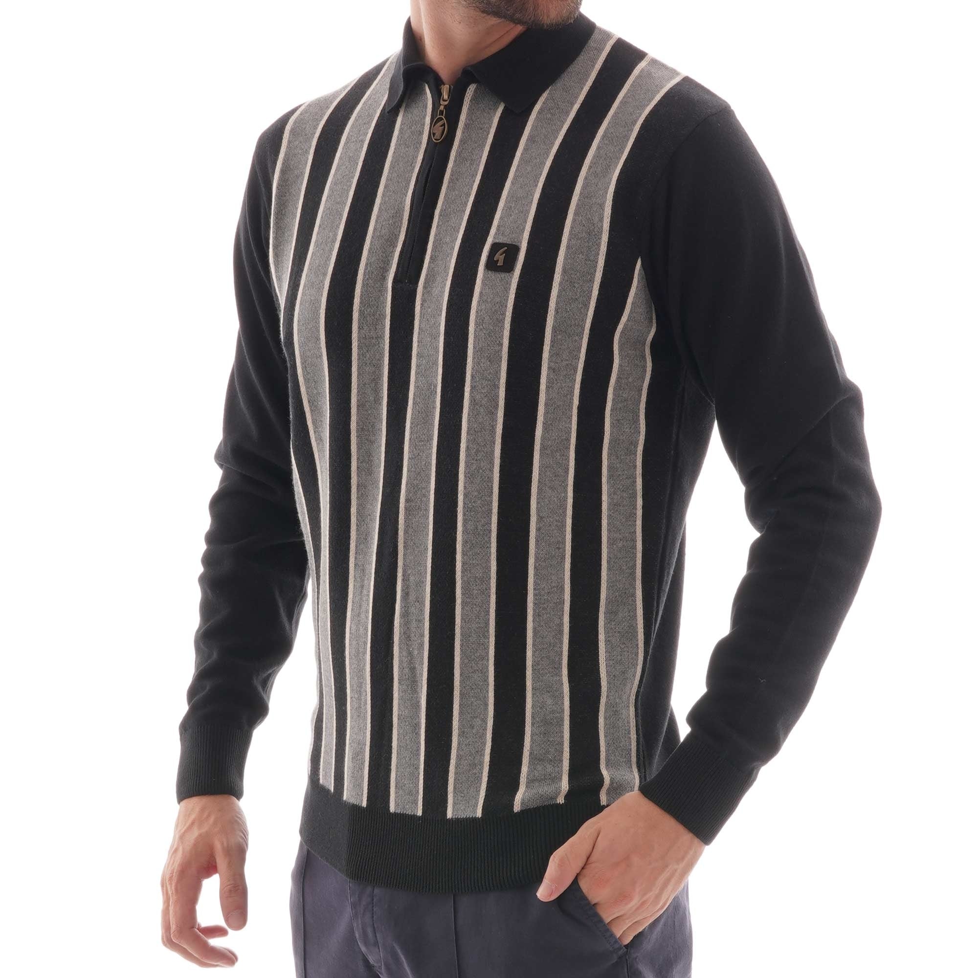 Gabicci Vintage Half Zip Knitwear - Black