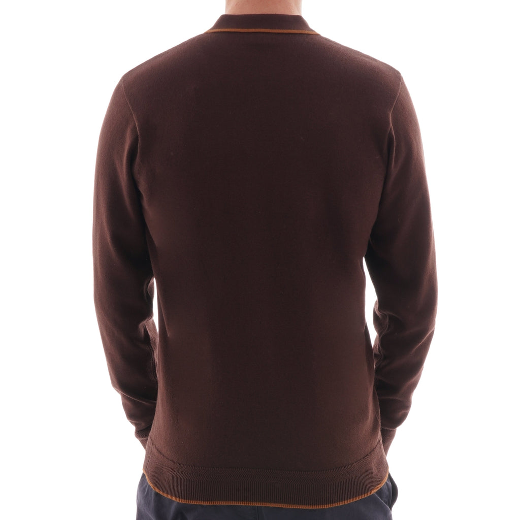Gabicci Vintage Lineker Long Sleeved Polo - Cocoa