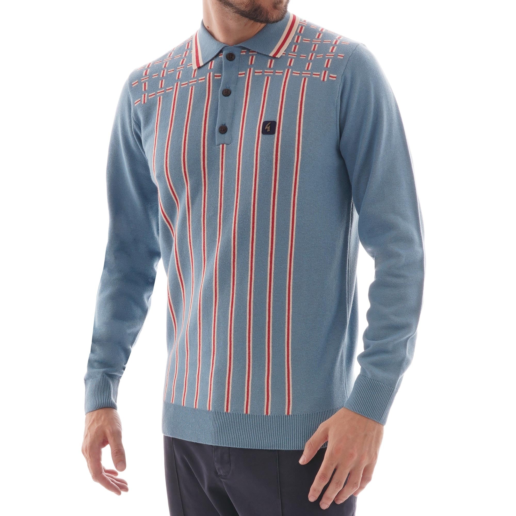 Gabicci Vintage Biome Knitted Polo Shirt - Cadet