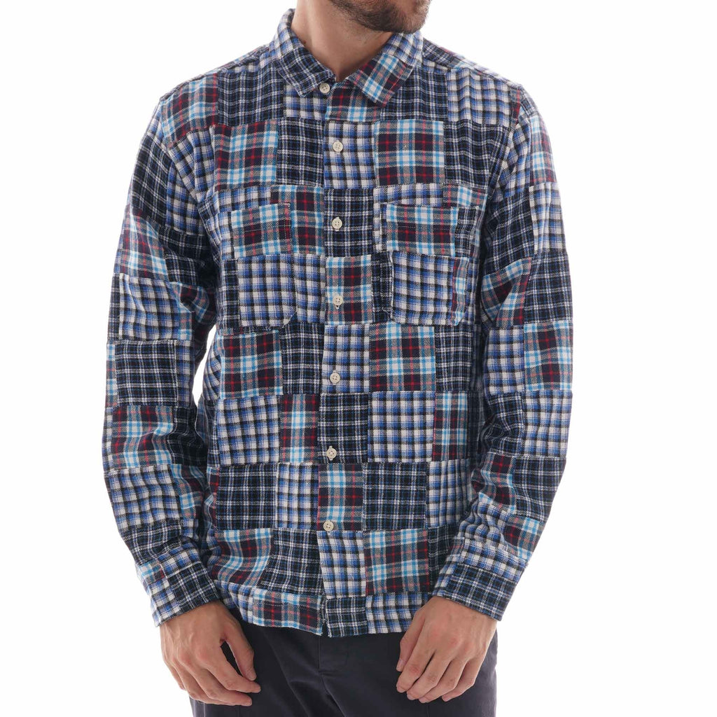 Universal Works Brushed Patchwork Garage Shirt II - Blue