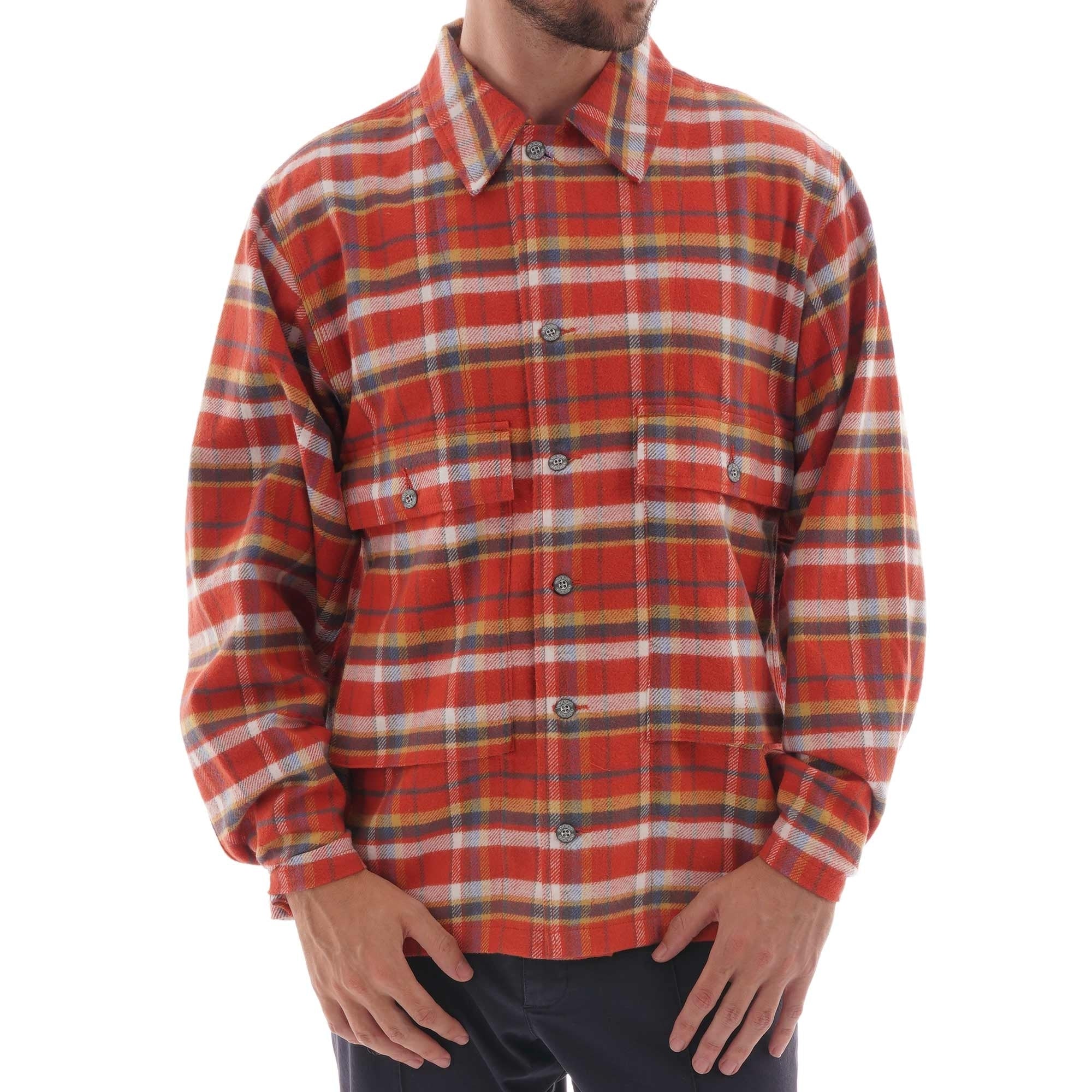 Nigel Cabourn Lybro USMC Flannel Overshirt - Orange Check