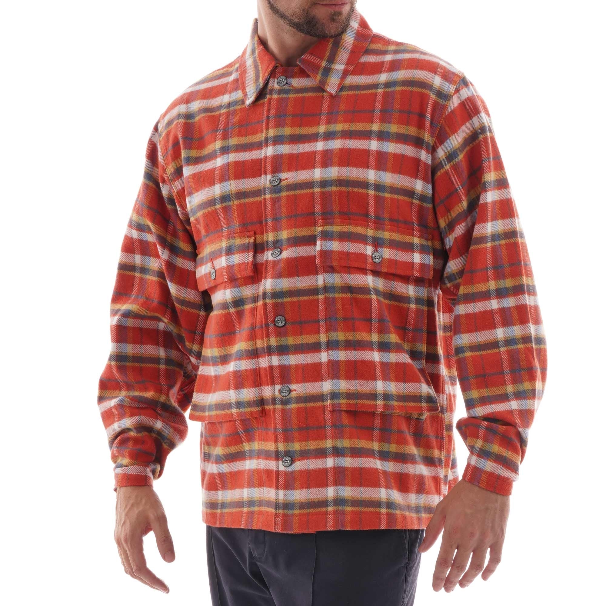 Nigel Cabourn Lybro USMC Flannel Overshirt - Orange Check