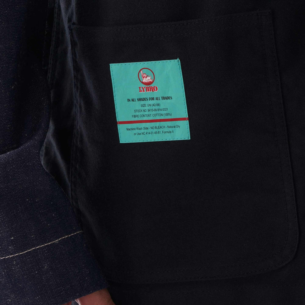 Nigel Cabourn Hooded Chore Denim Jacket - Black Navy