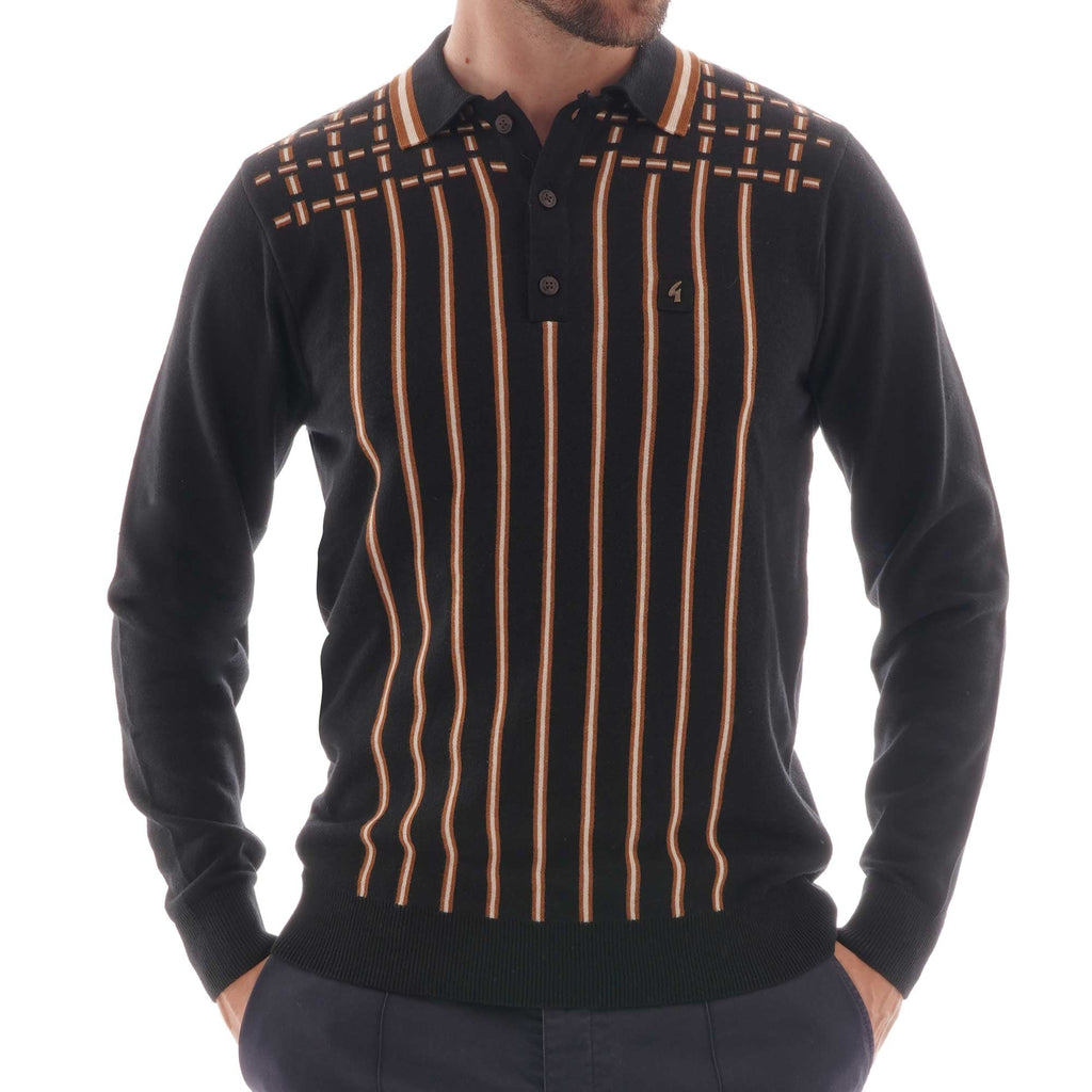 Gabicci Vintage Biome Knitted Polo Shirt - Black
