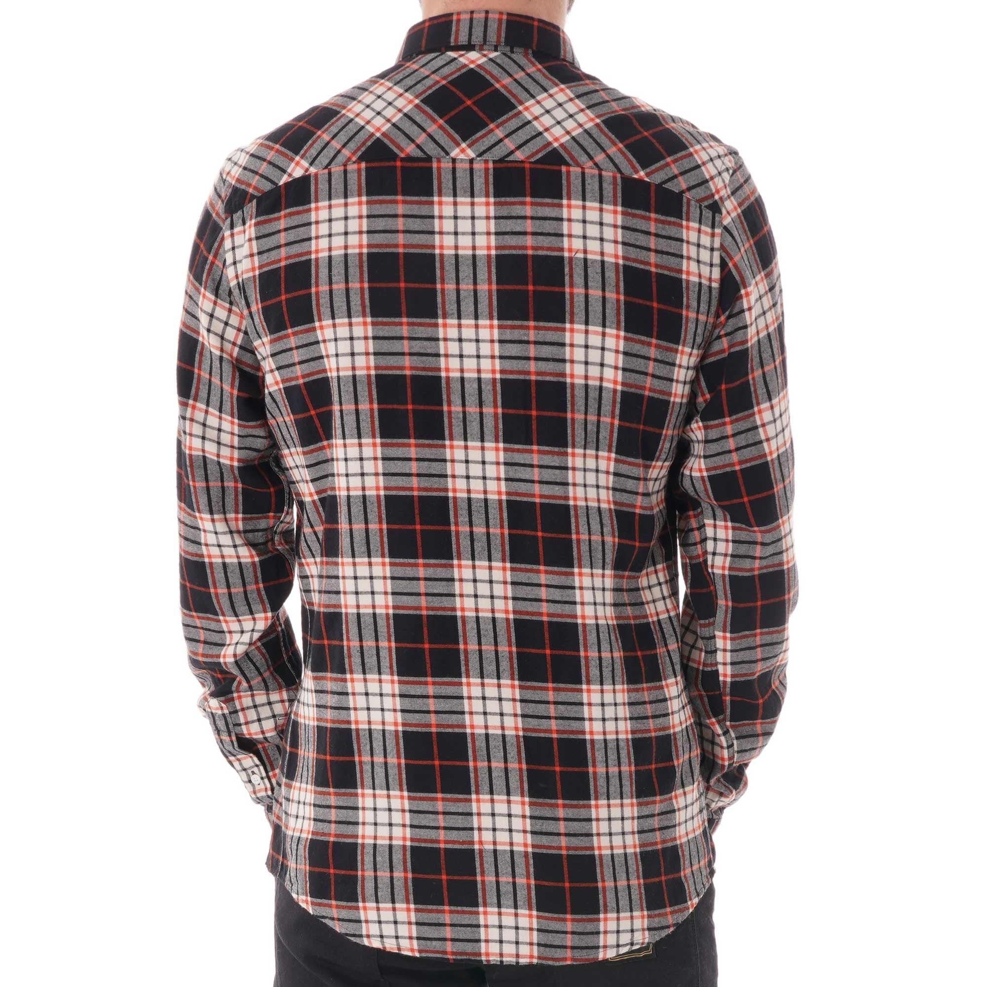 AMI Button Down Flannel Shirt - White/Orange Check