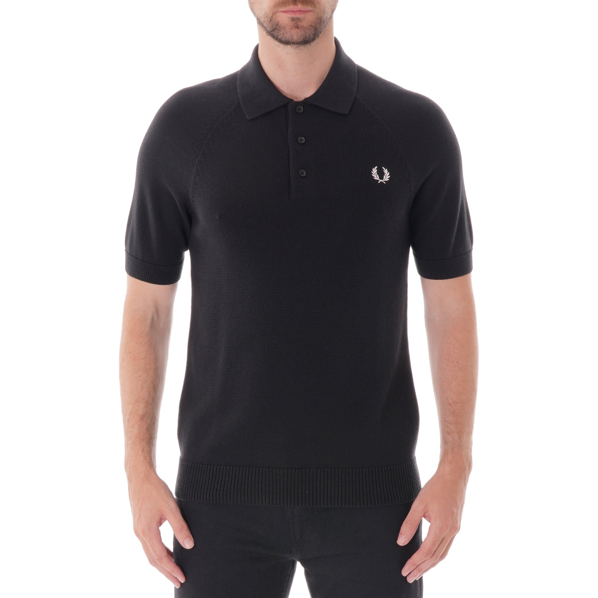 Fred Perry Textured Knit Polo - Black