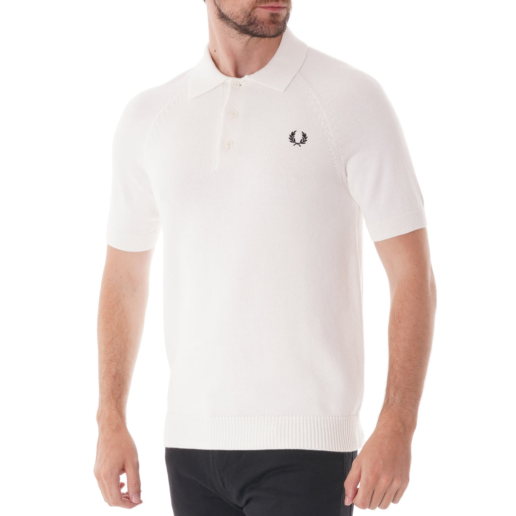 Fred Perry Textured Knit Polo - Snow White