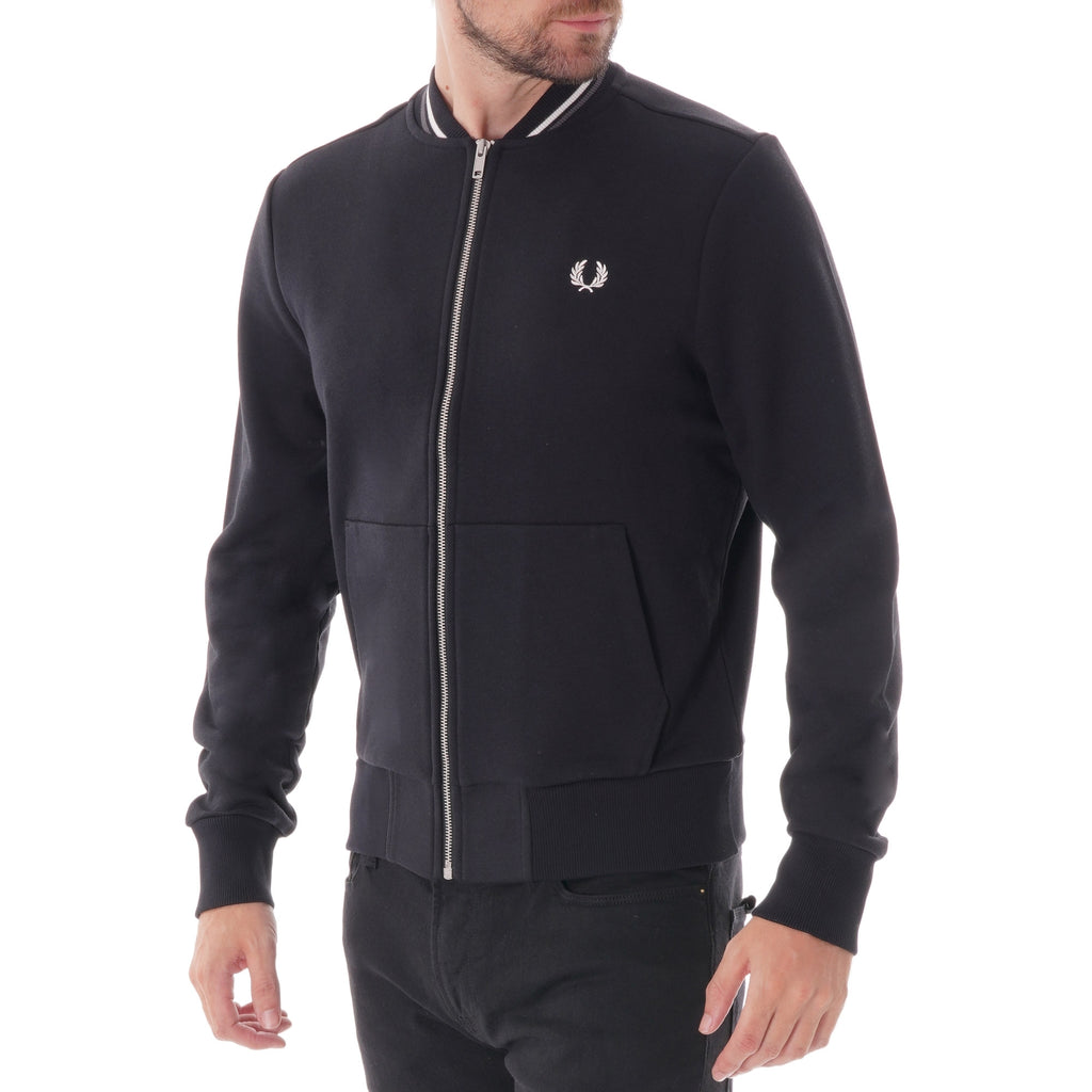 Fred Perry Zip Through Sweatshirt - Black
