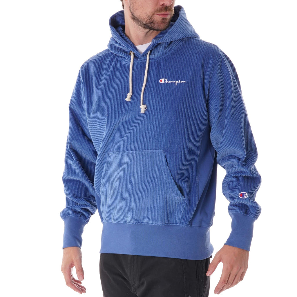 Champion Corduroy Hoodie Sweatshirt - Blue