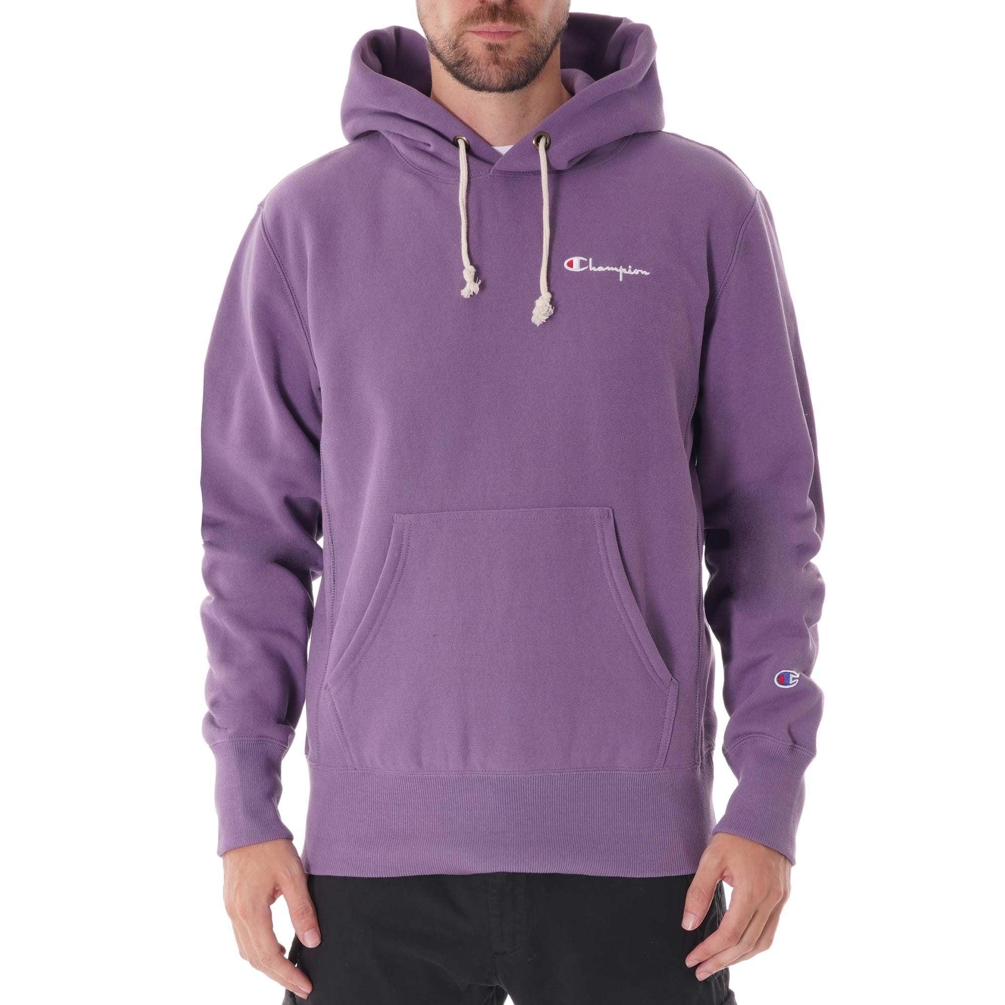 Champion Small Script Logo Reverse Weave Hoodie - Lilac