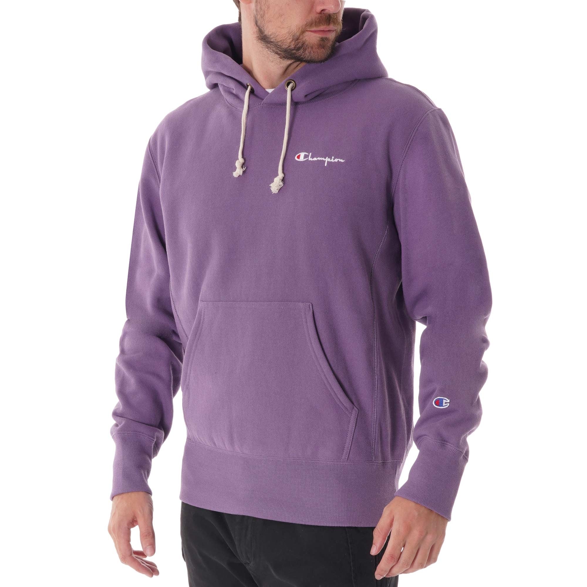 Champion Small Script Logo Reverse Weave Hoodie - Lilac