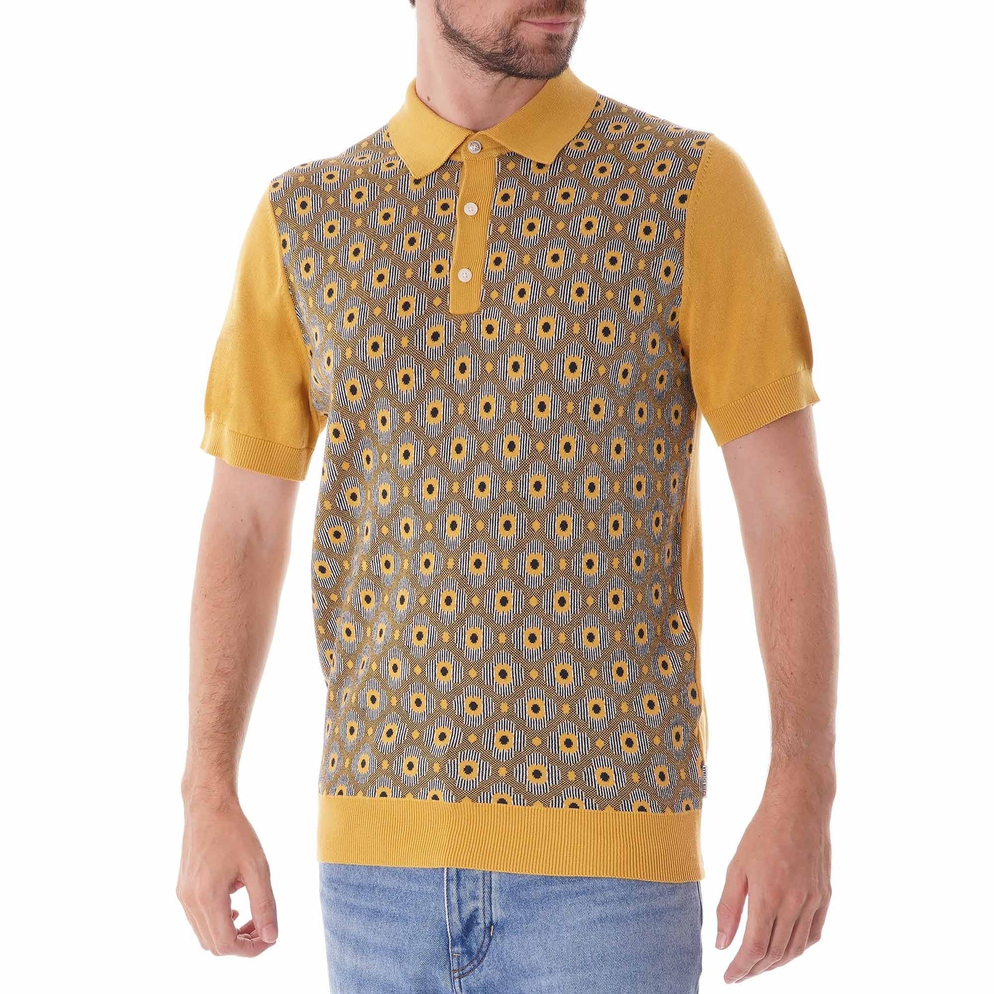 Ben Sherman Pattern knit polo shirt - Dijon