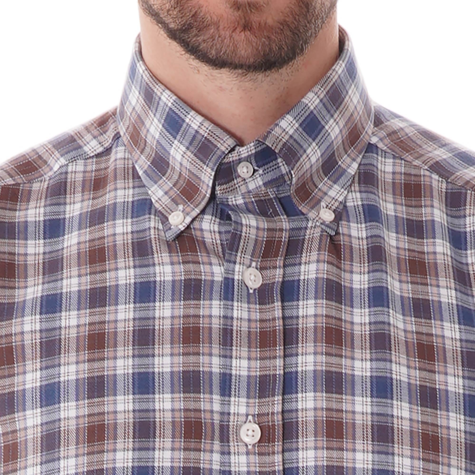 None Of The Above Check Shirt - Navy/Brown