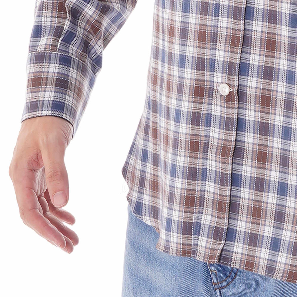 None Of The Above Check Shirt - Navy/Brown