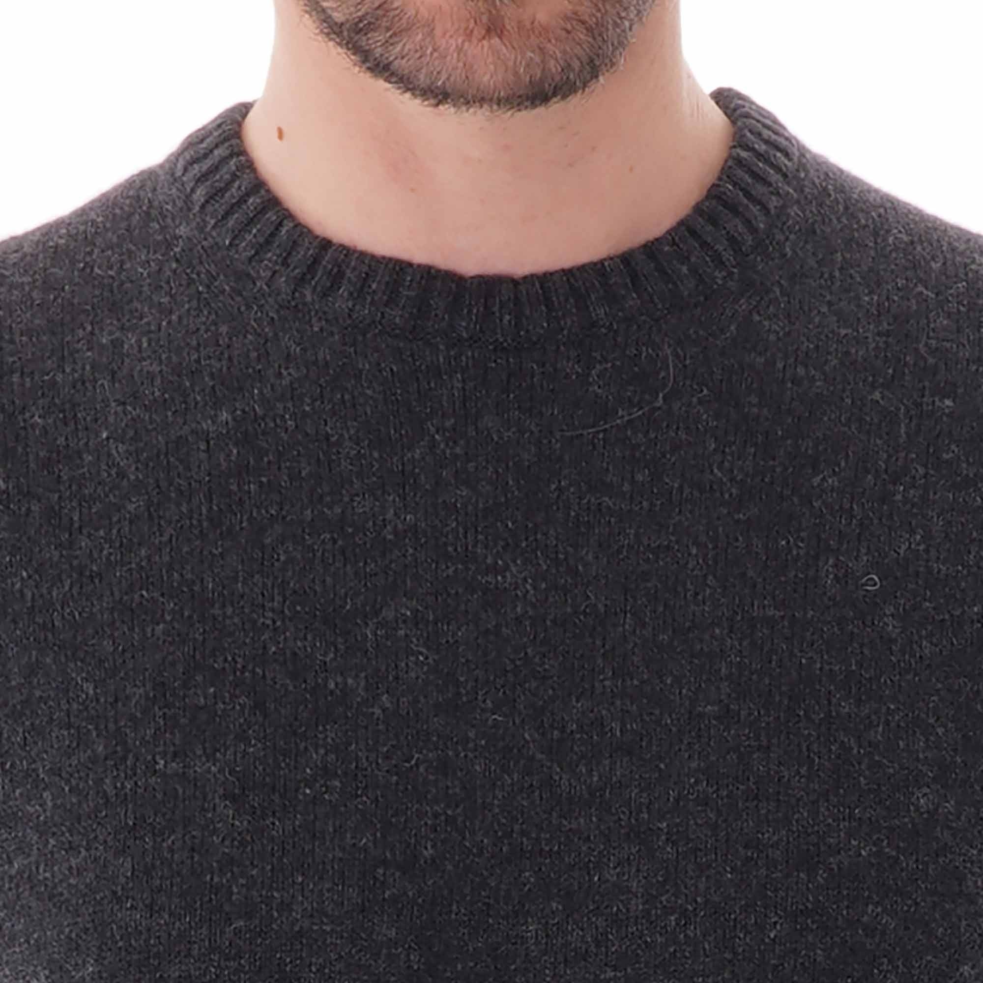 Paul and Shark Colours of Shetland Crewneck Knitted Jumper - Charcoal