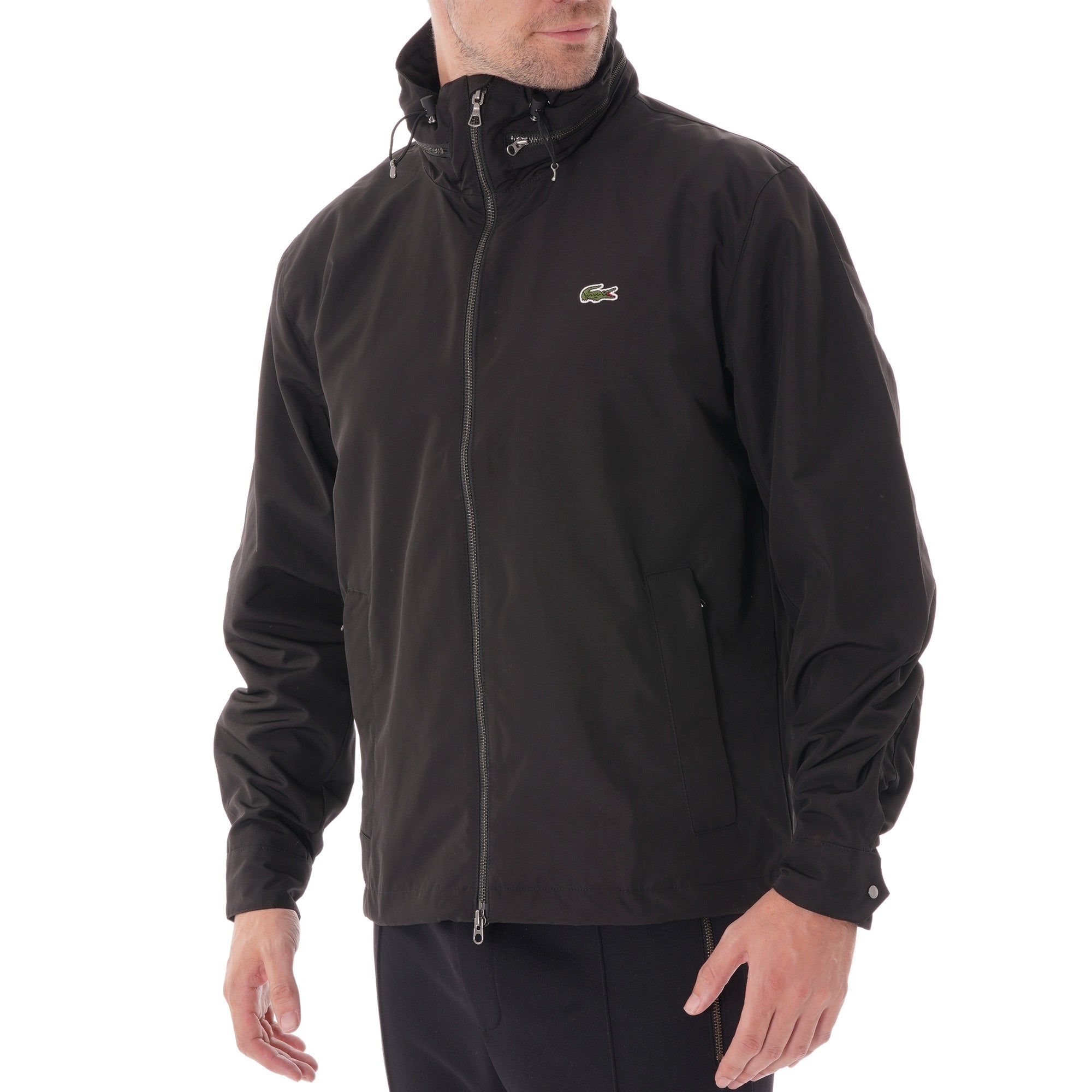 Lacoste Concealed Hood Combinable Lightweight Zip Windbreaker