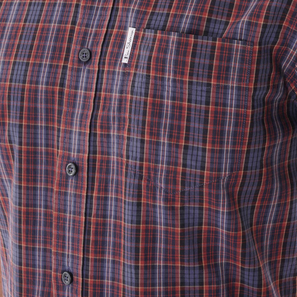 Ben Sherman Archive Check Short Sleeve Shirt - Dark Navy