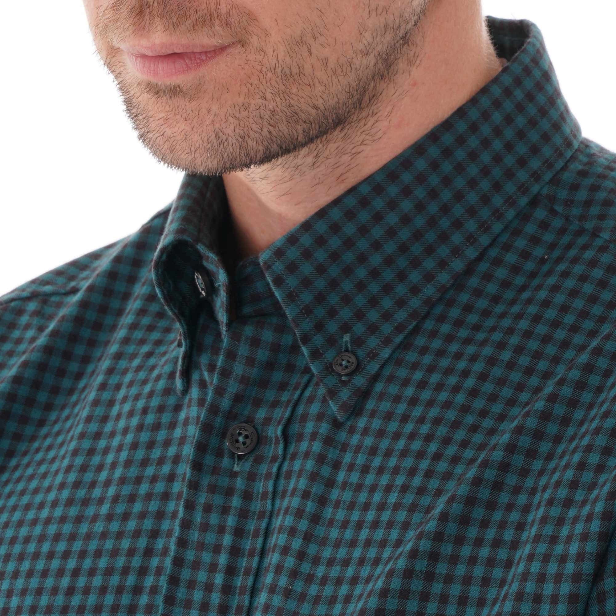 Ben Sherman Gingham Shirt - Trekking Green