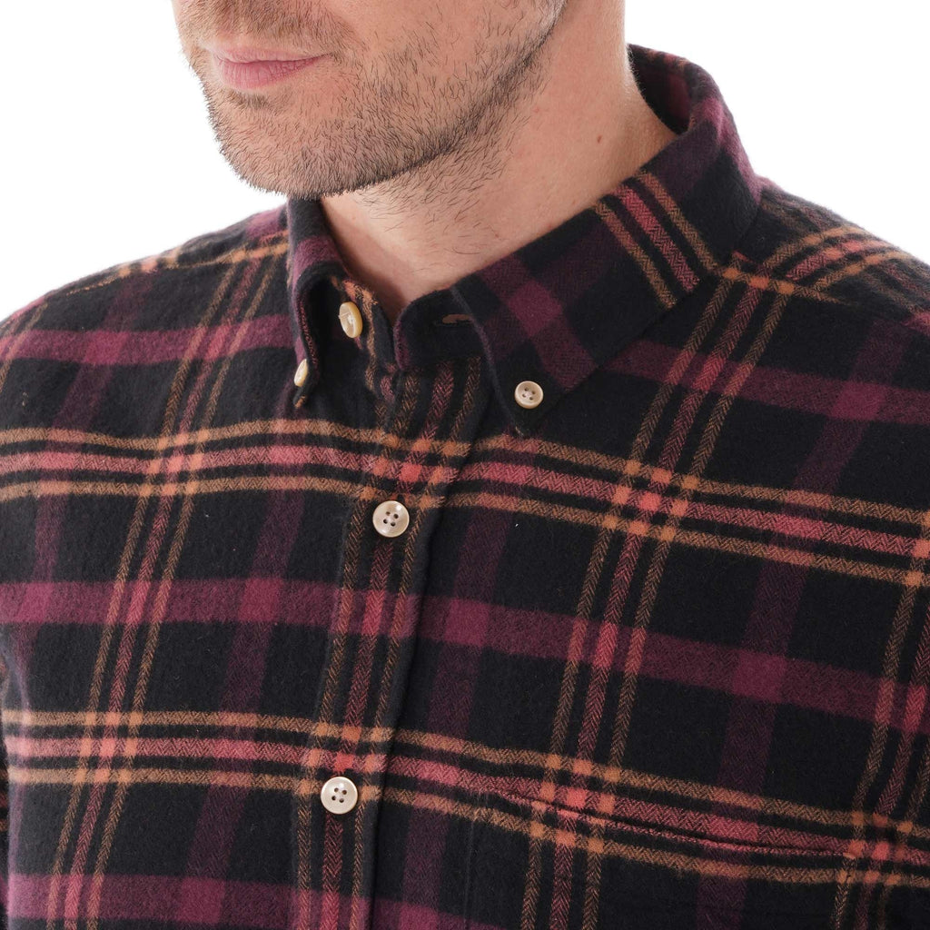 Portuguese Flannel Compact Check Shirt - Black and Purple