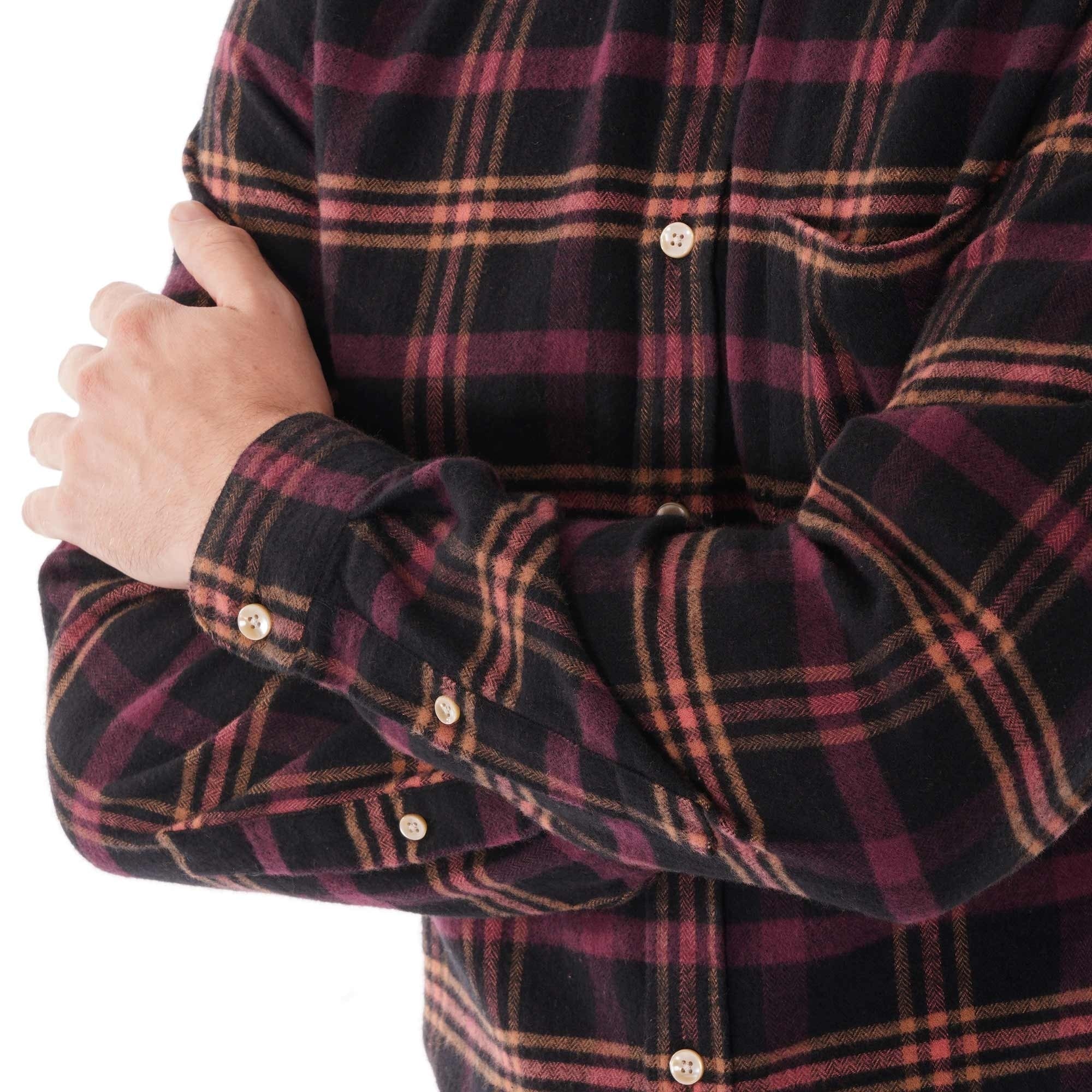 Portuguese Flannel Compact Check Shirt - Black and Purple