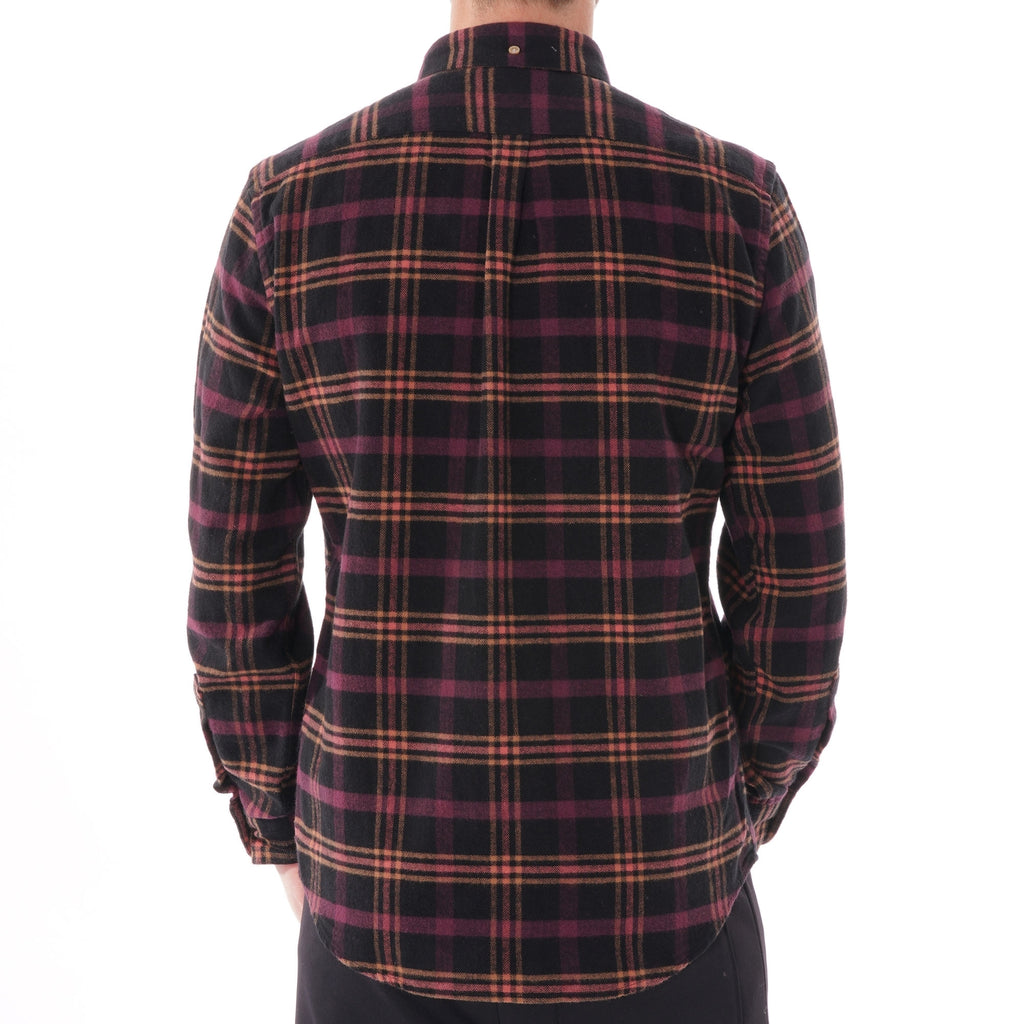 Portuguese Flannel Compact Check Shirt - Black and Purple