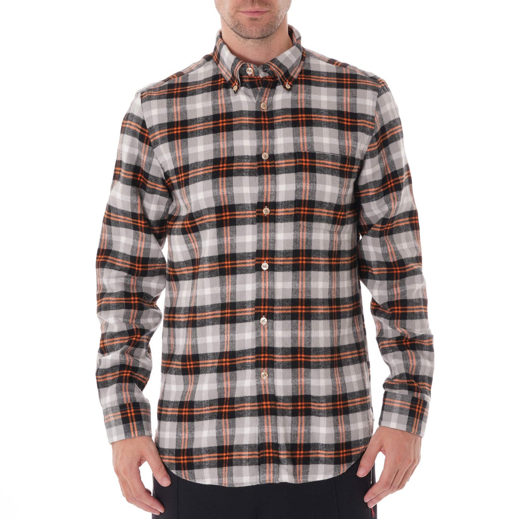 Portuguese Flannel Flashlight Check Shirt - Orange/Grey