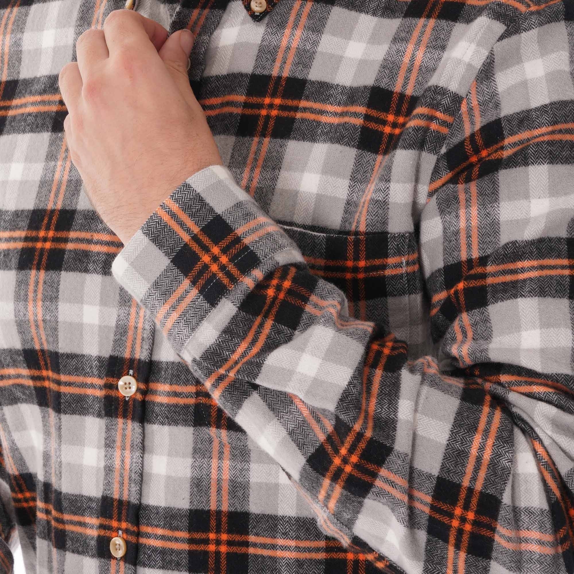 Portuguese Flannel Flashlight Check Shirt - Orange/Grey