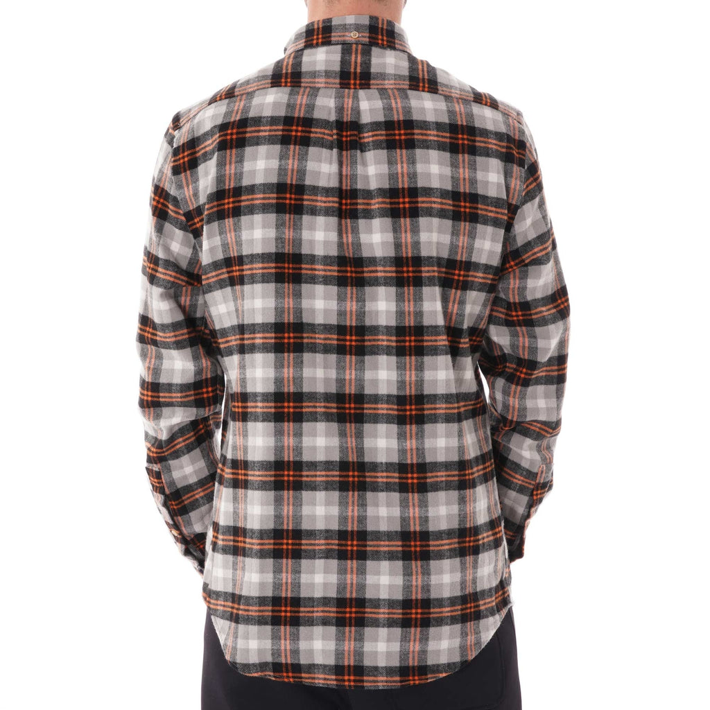 Portuguese Flannel Flashlight Check Shirt - Orange/Grey