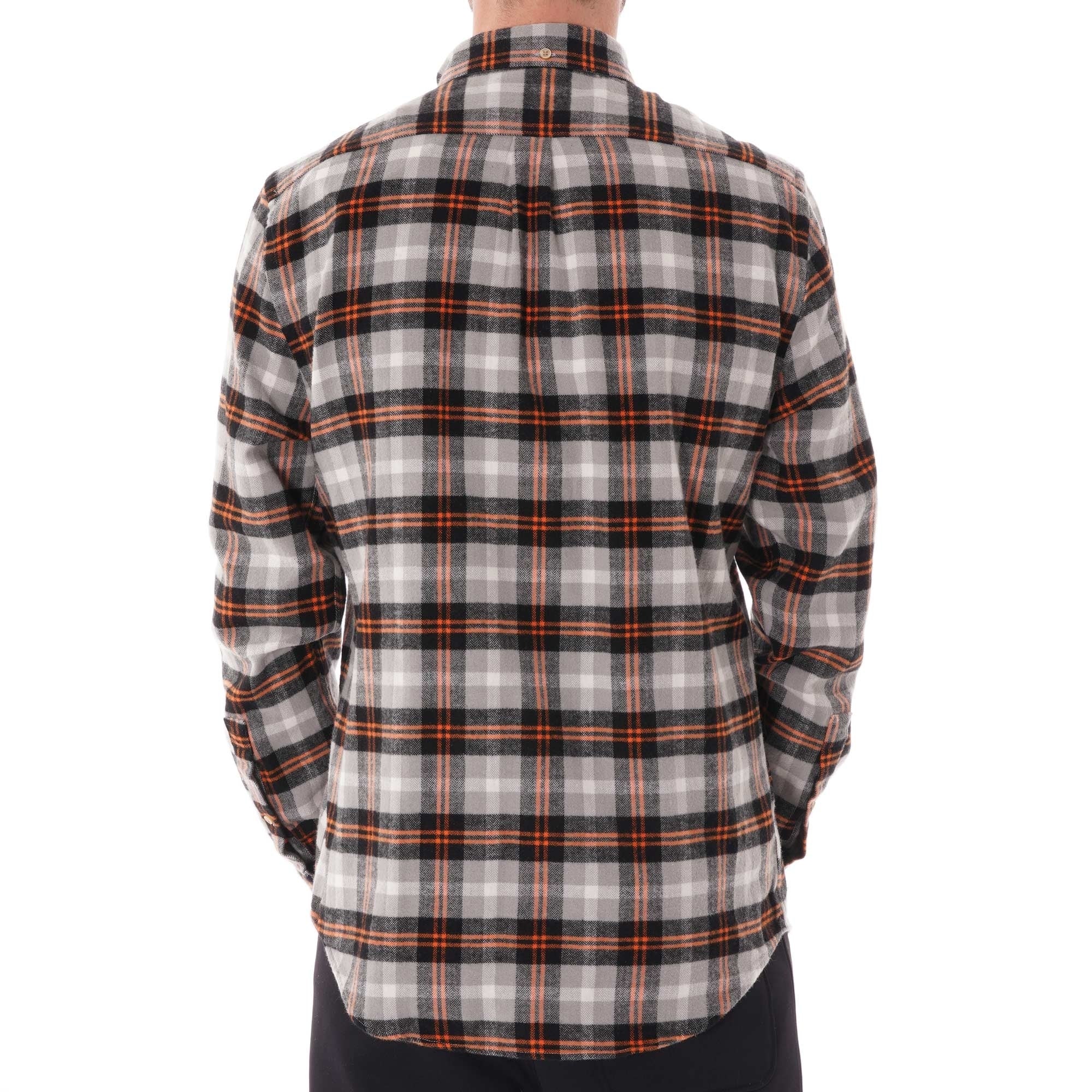 Portuguese Flannel Flashlight Check Shirt - Orange/Grey