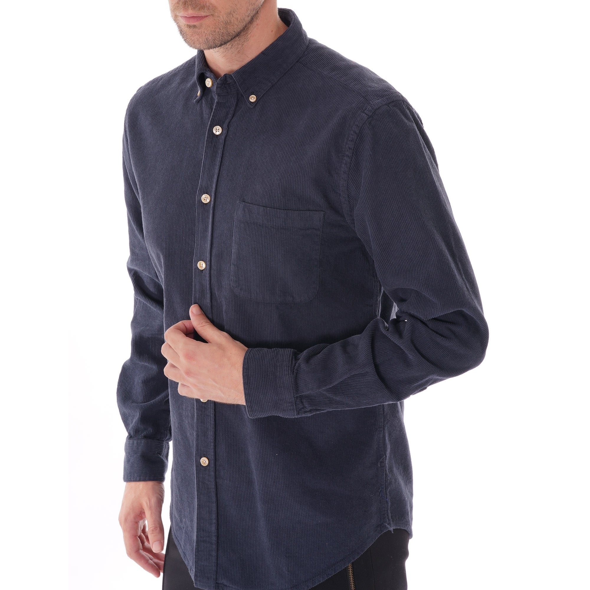 Portuguese Flannel Lobo Cord Shirt - Navy