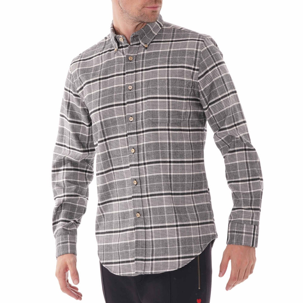 Portuguese Flannel Siberia Long Sleeve Flannel Shirt - Grey