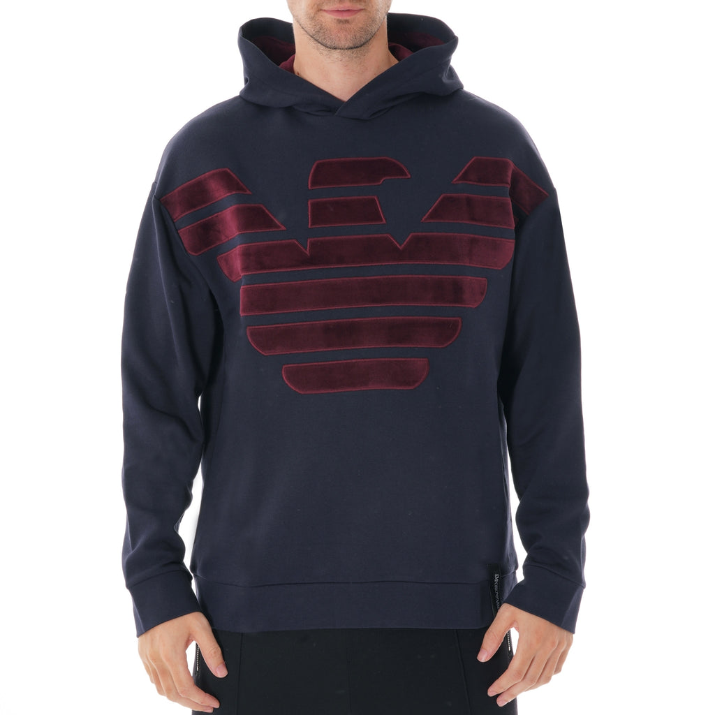 Emporio Armani Oversized Eagle Hoodie Sweat - Blue