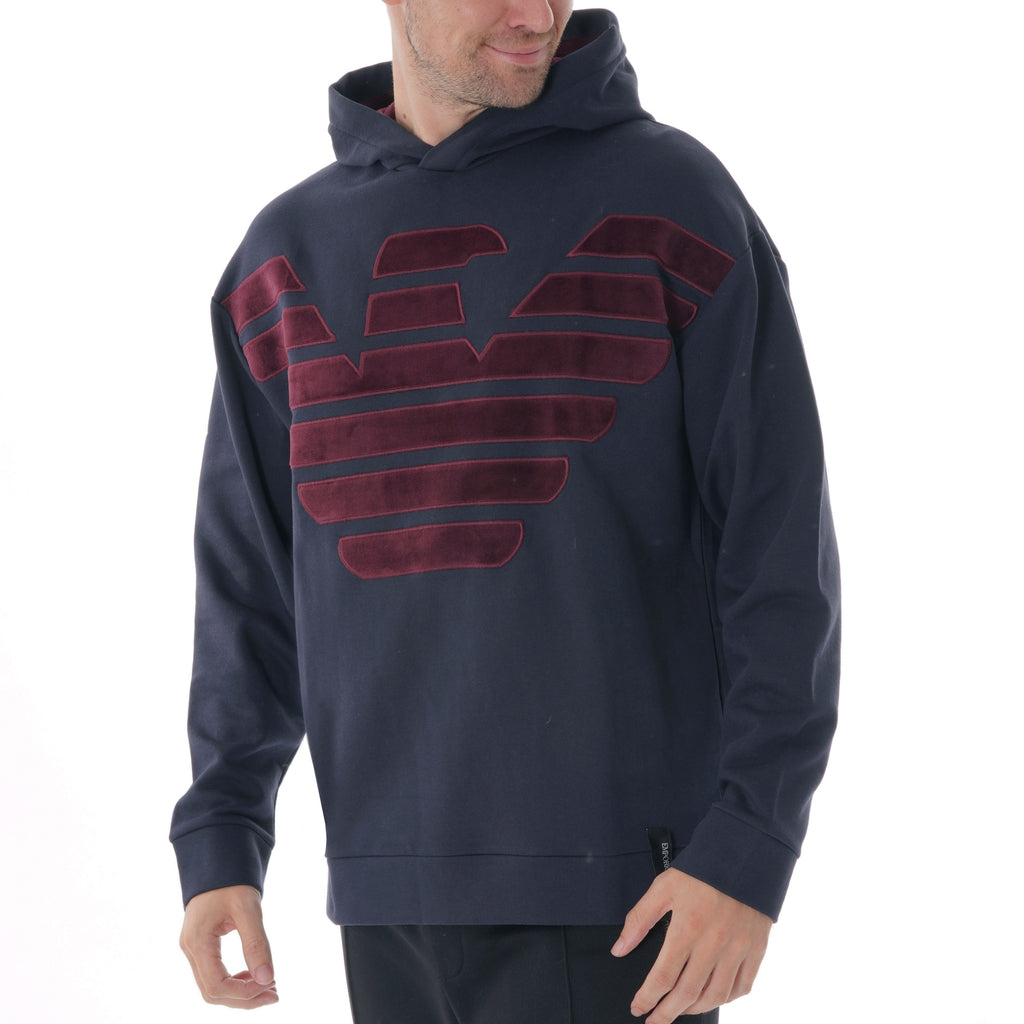 Emporio Armani Oversized Eagle Hoodie Sweat - Blue