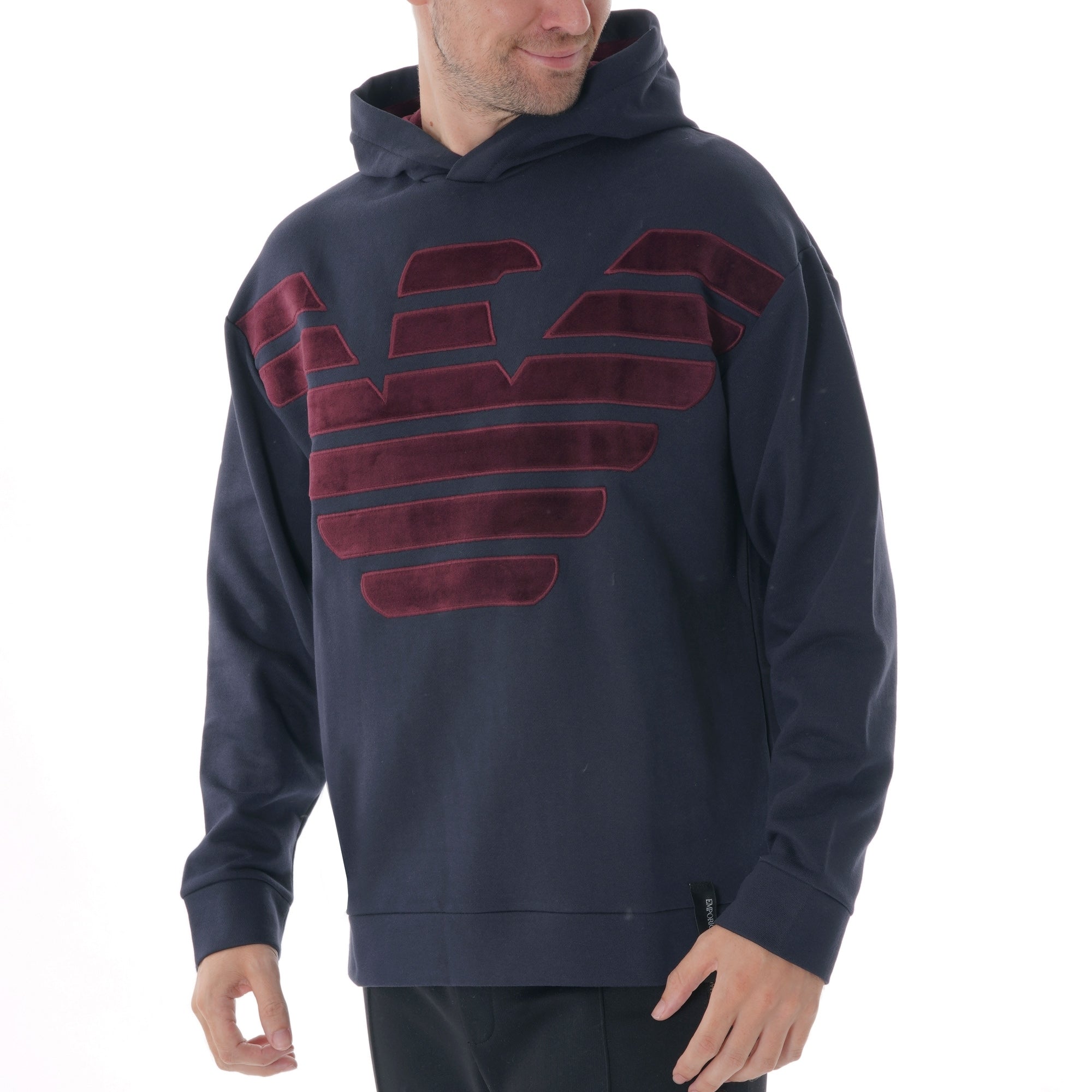 Emporio Armani Oversized Eagle Hoodie Sweat - Blue