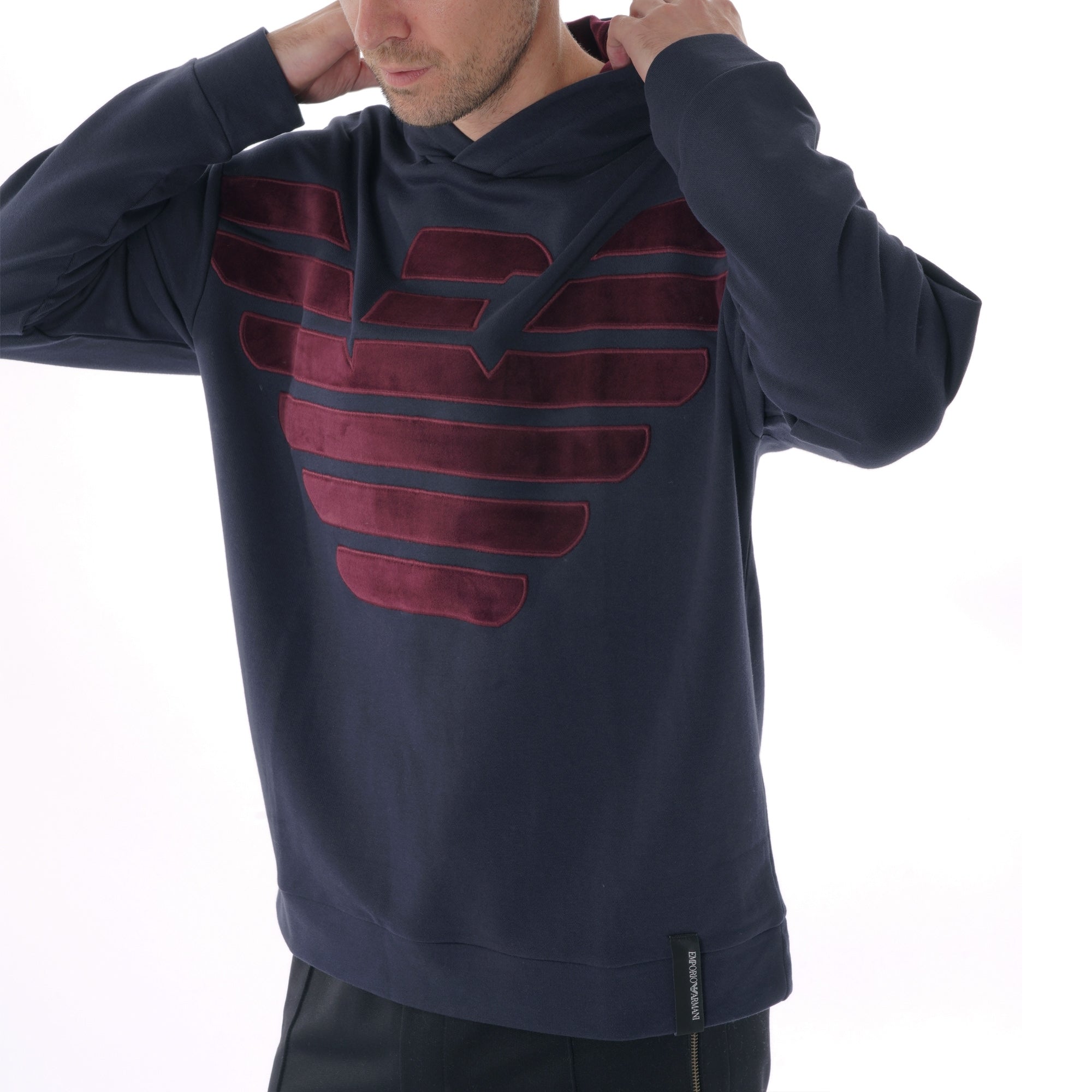 Emporio Armani Oversized Eagle Hoodie Sweat - Blue