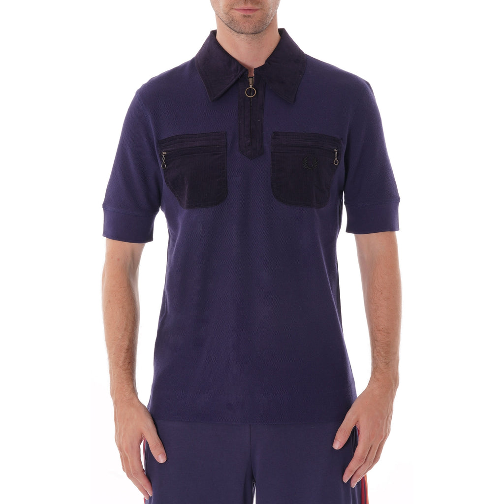 Fred Perry X Nicholas Daley Corduroy Pocket Polo - Bright Navy
