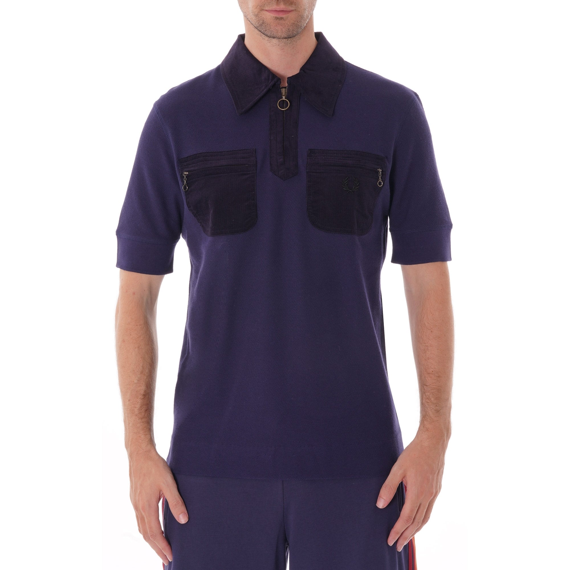 Fred Perry X Nicholas Daley Corduroy Pocket Polo - Bright Navy