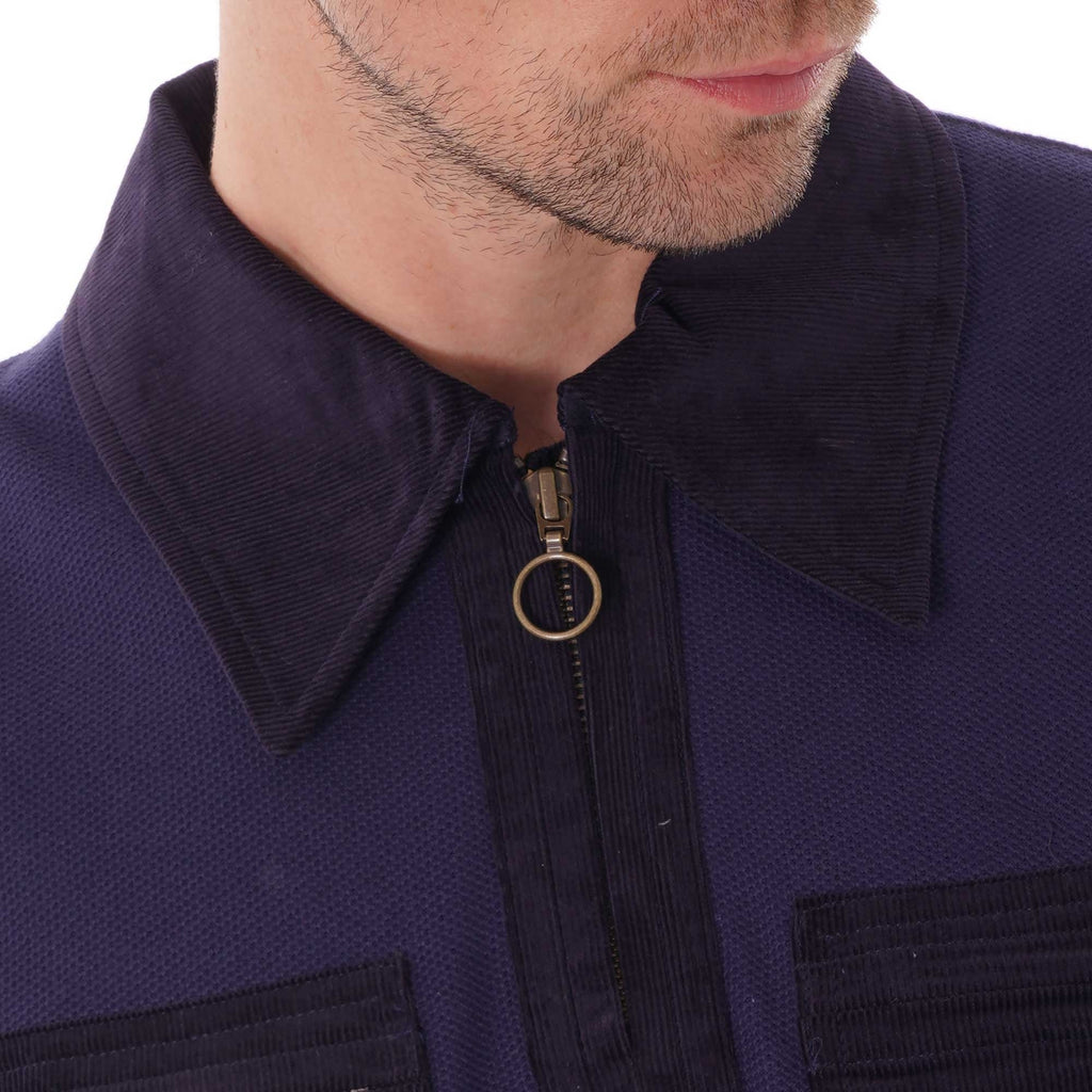 Fred Perry X Nicholas Daley Corduroy Pocket Polo - Bright Navy