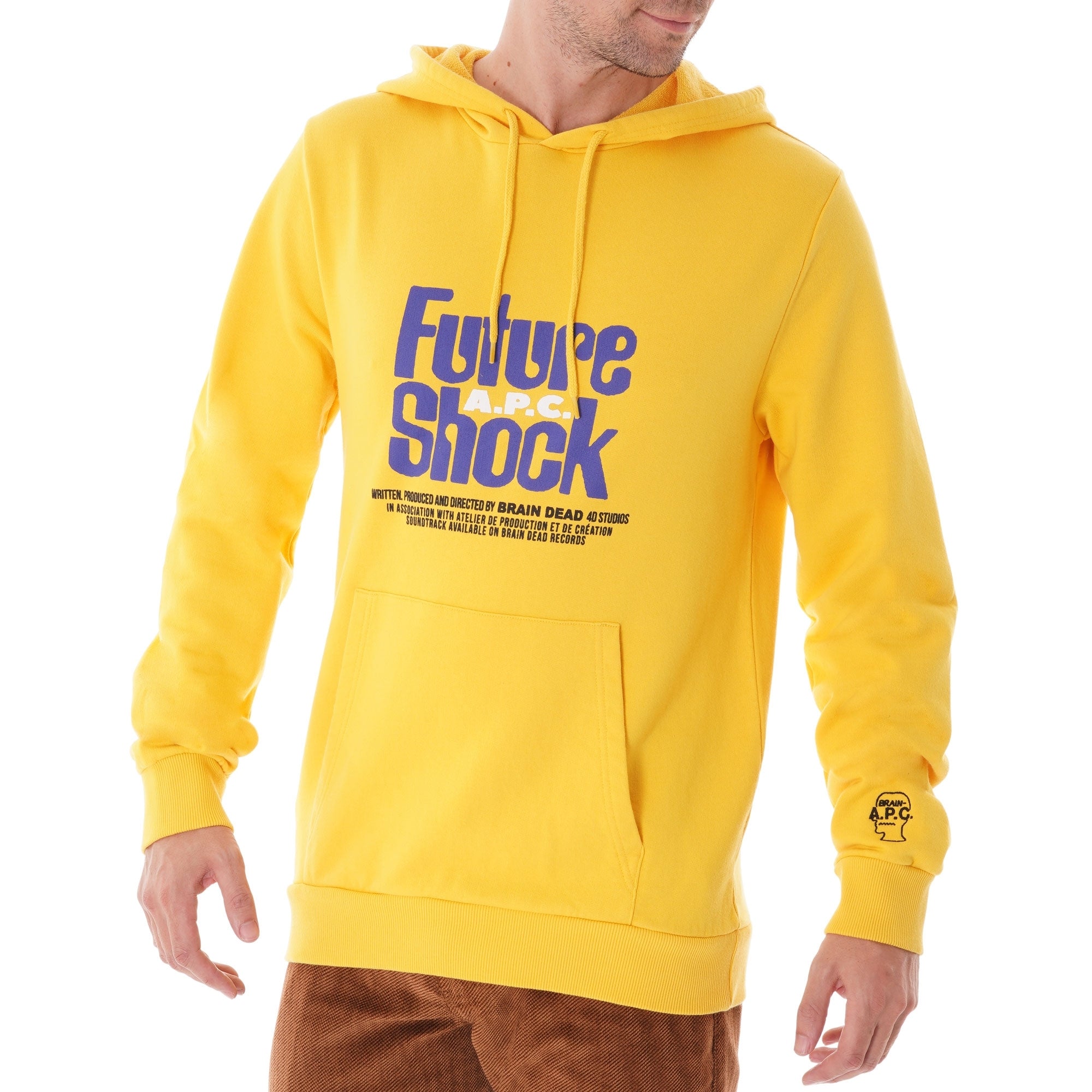 A.P.C. Brain Dead Spacy Long Sleeve Hooded Sweatshirt - Yellow
