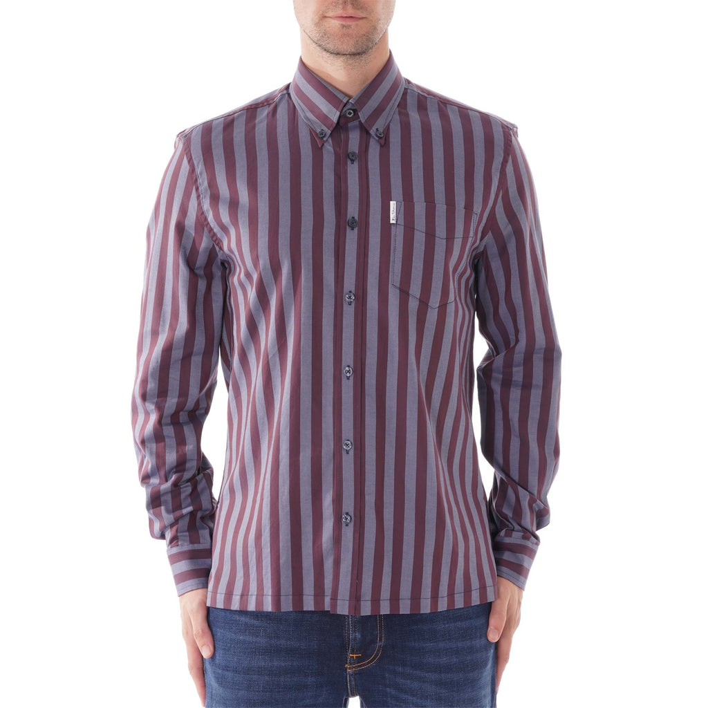 Ben Sherman Oxford LS Arch stripe shirt - Chestnut