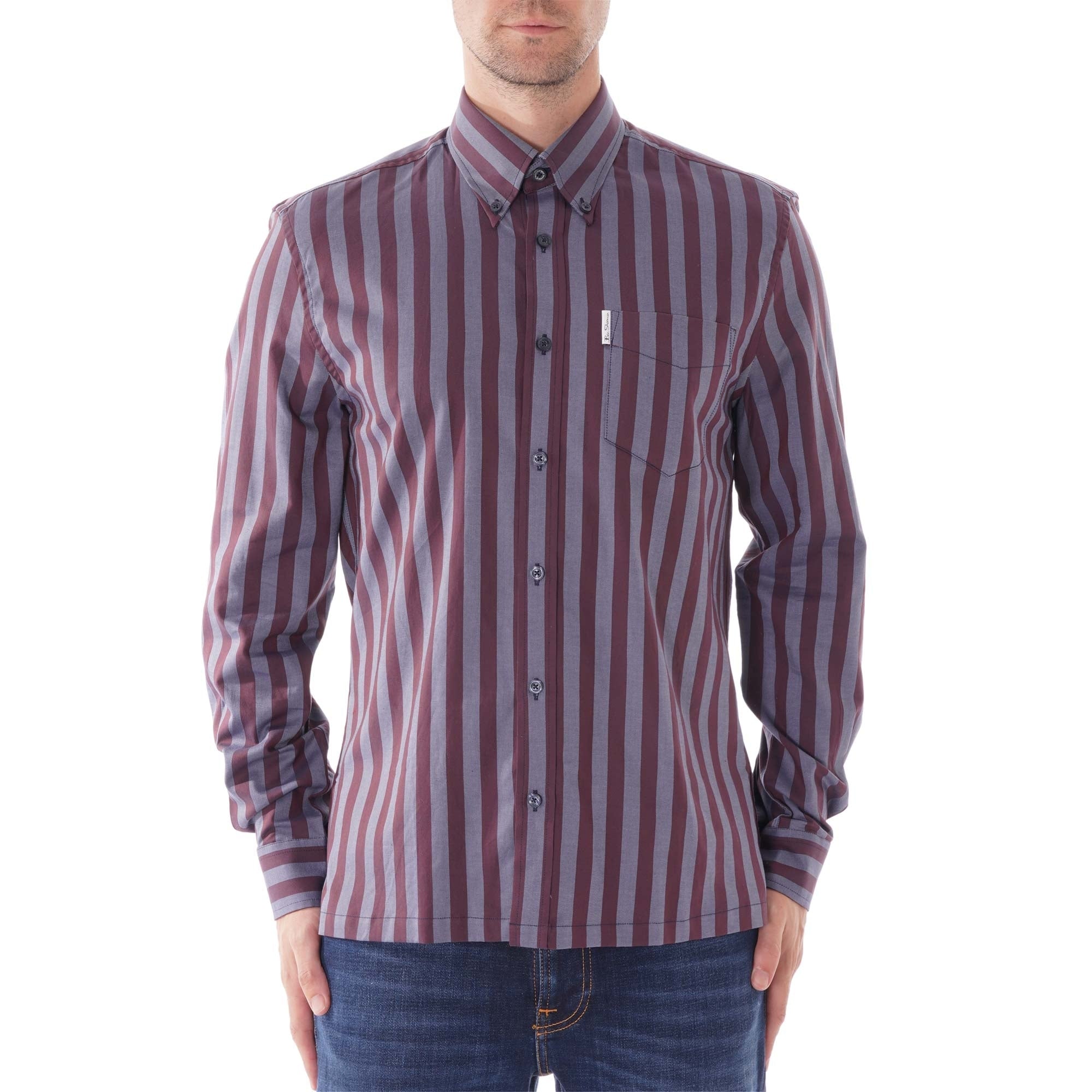 Ben Sherman Oxford LS Arch stripe shirt - Chestnut