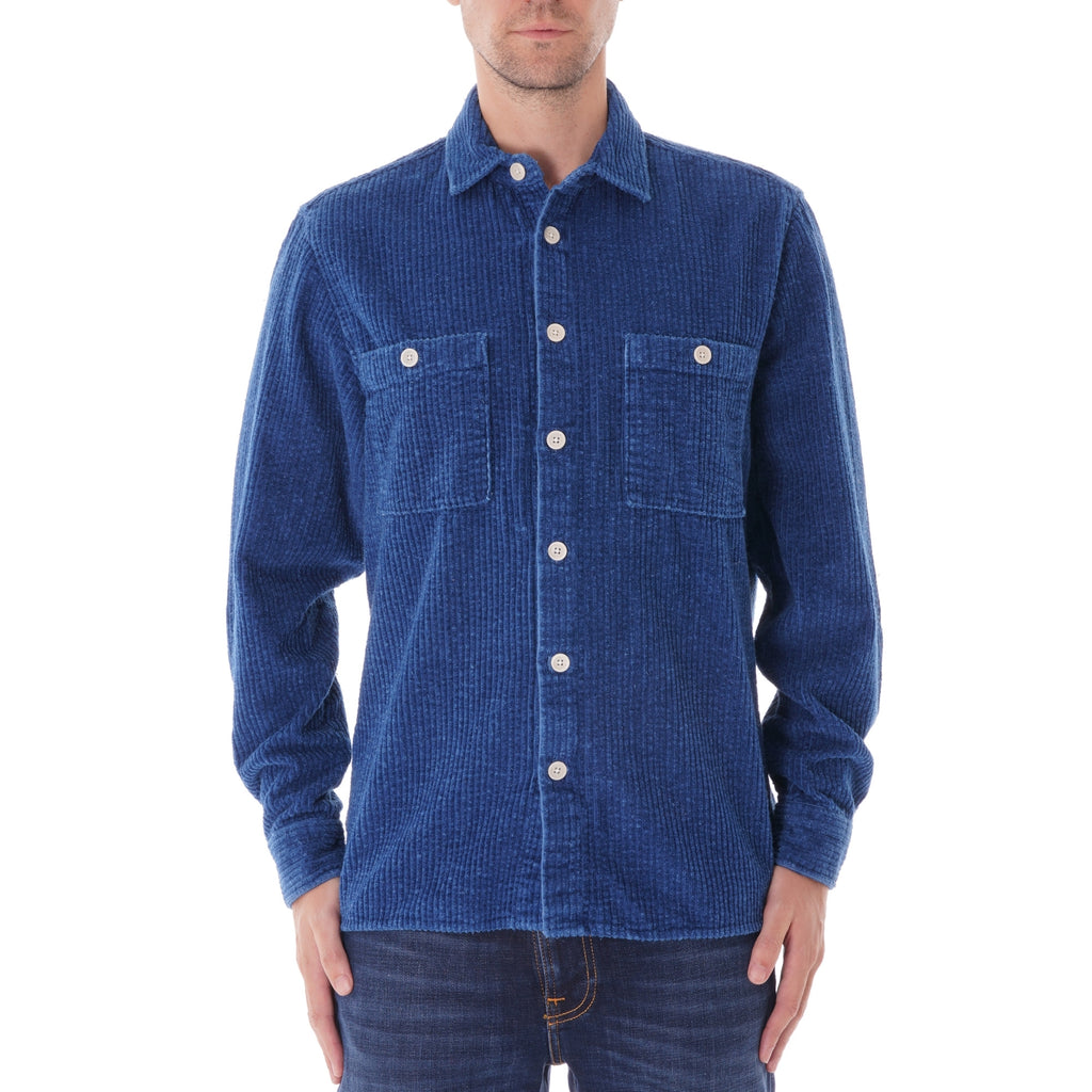Wax London Whiting Jumbo Cord Shirt - Indigo