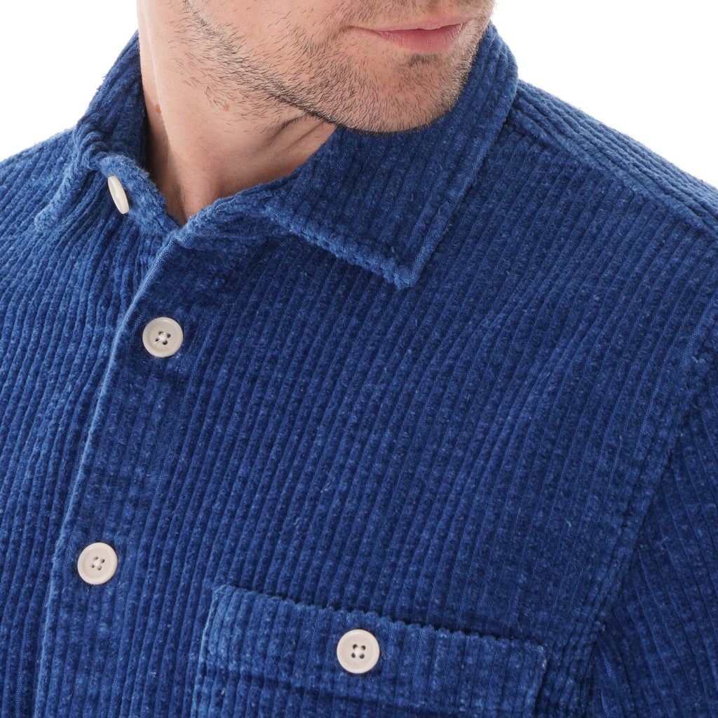 Wax London Whiting Jumbo Cord Shirt - Indigo