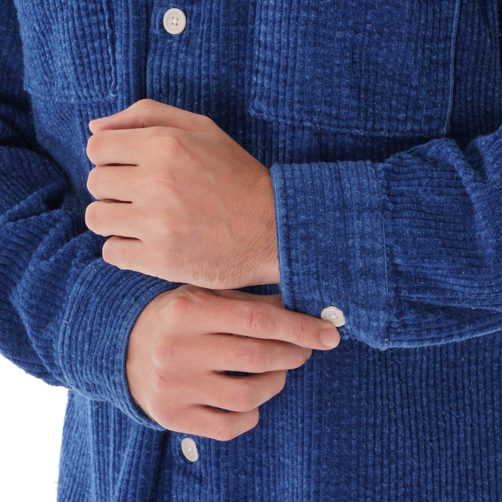 Wax London Whiting Jumbo Cord Shirt - Indigo