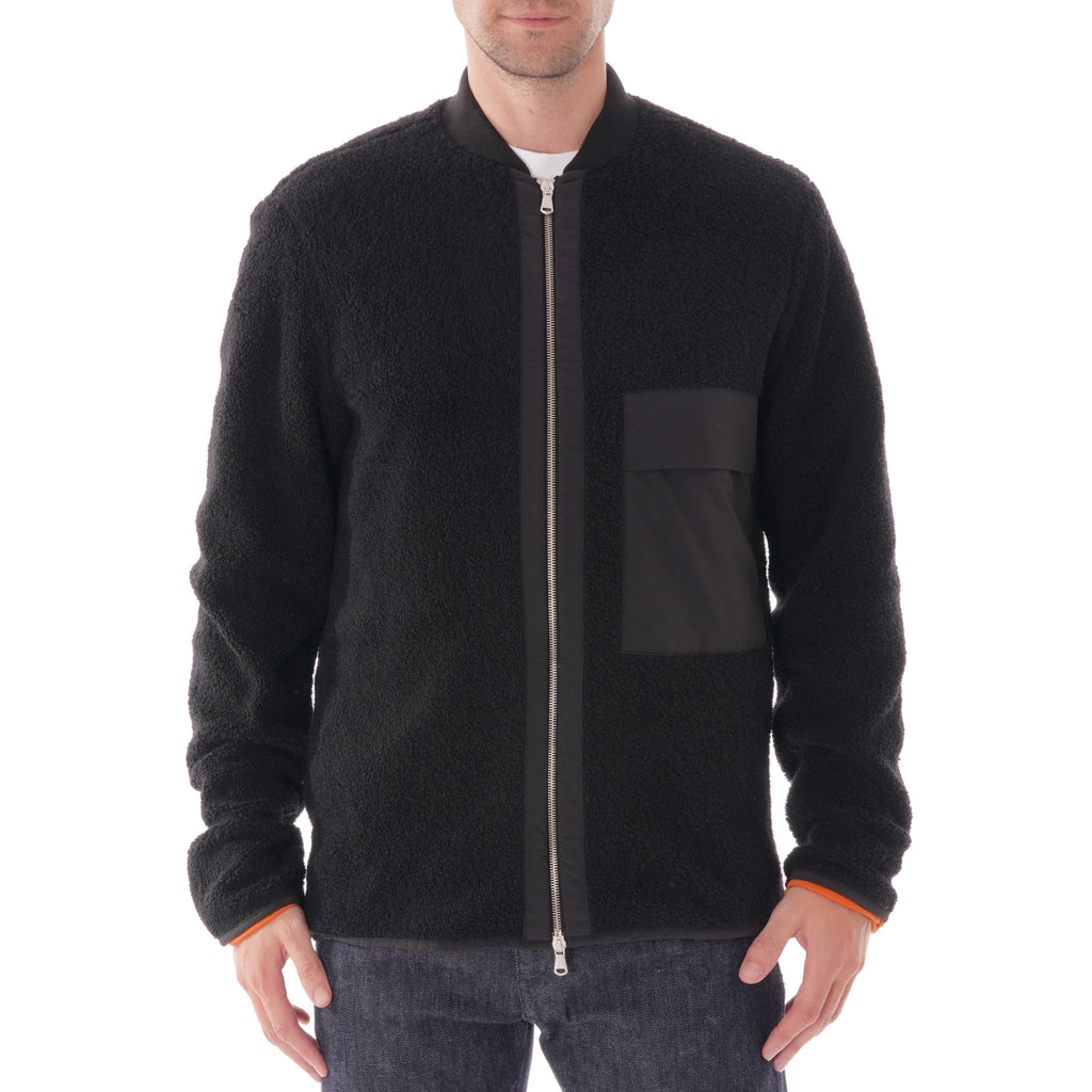 Wax London Fjallen Bomber Jacket Teddy - Black