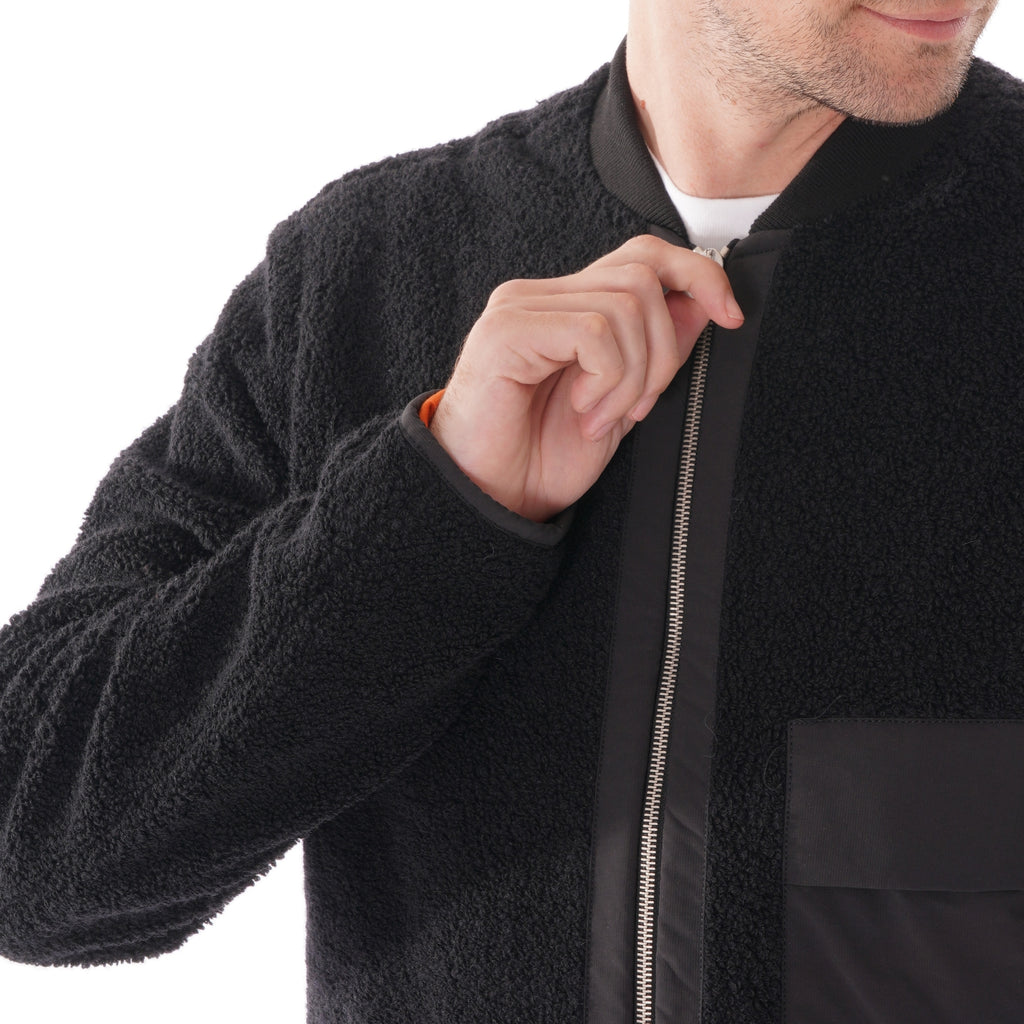 Wax London Fjallen Bomber Jacket Teddy - Black